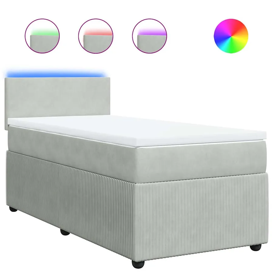 Sommier à lattes de lit et matelas Gris clair 90x190 cm Velours - 2
