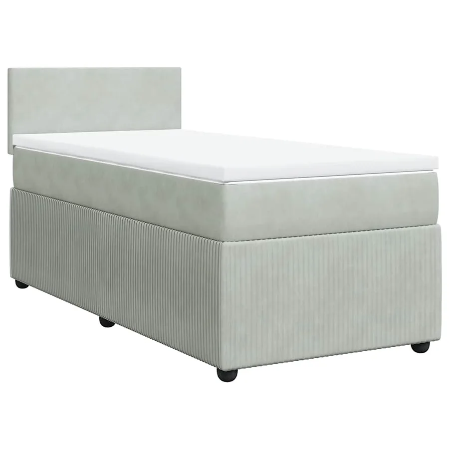 Sommier à lattes de lit et matelas Gris clair 90x190 cm Velours - 3