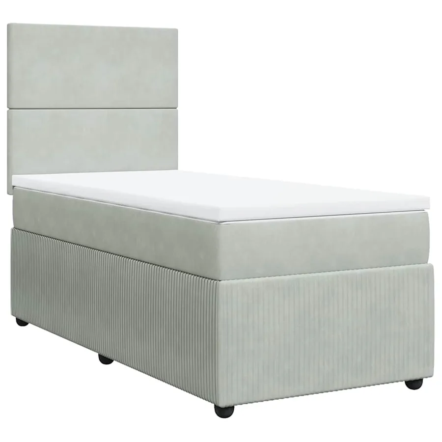 Sommier à lattes de lit et matelas Gris clair 90x190 cm Velours - 2