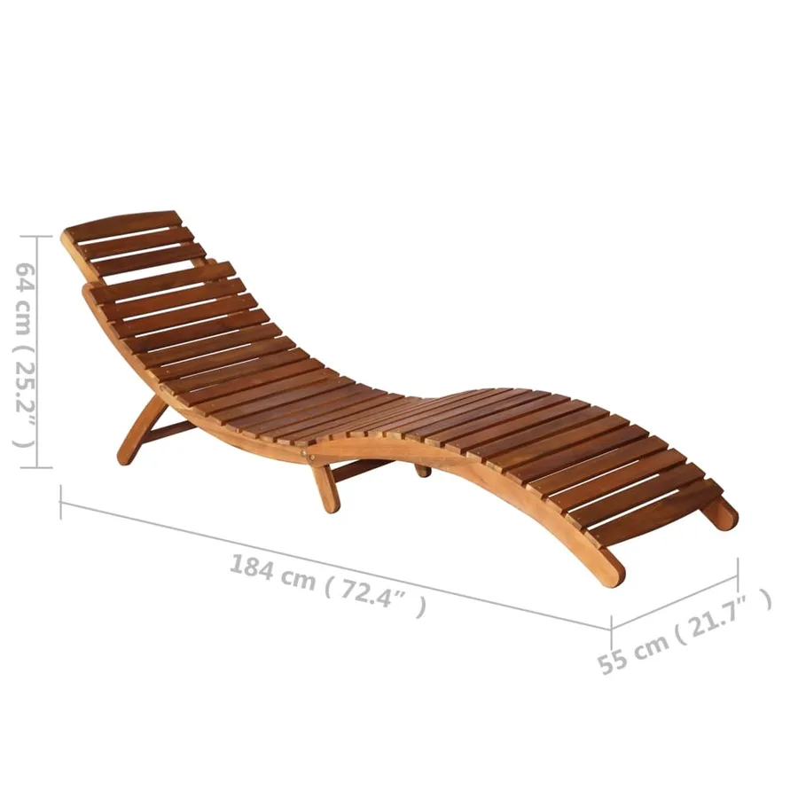 Sun lounger with table Solid acacia wood Brown - 11