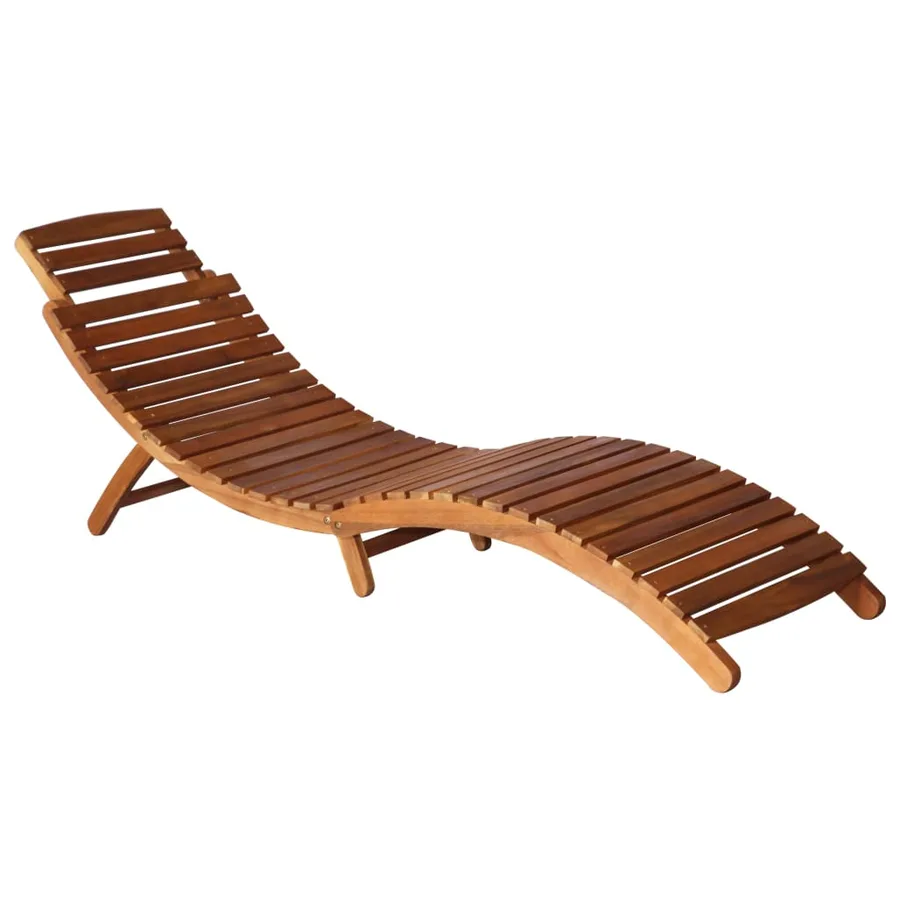 Chaise longue avec table Bois d'acacia massif Marron - 5