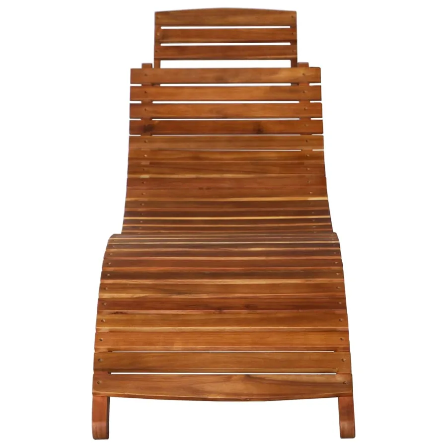 Chaise longue avec table Bois d'acacia massif Marron - 6