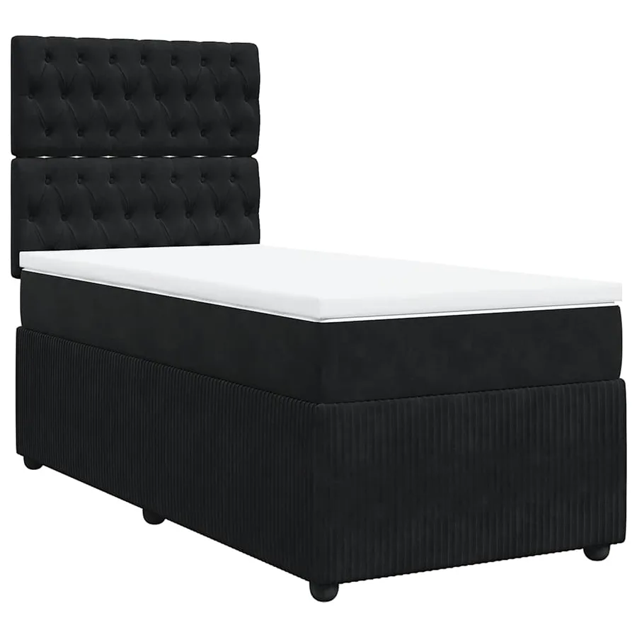 Sommier à lattes de lit avec matelas Noir 100x200 cm Velours - 3