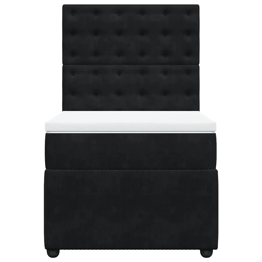 Sommier à lattes de lit avec matelas Noir 100x200 cm Velours - 4