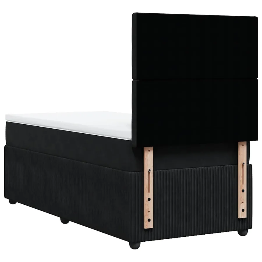 Sommier à lattes de lit avec matelas Noir 100x200 cm Velours - 6