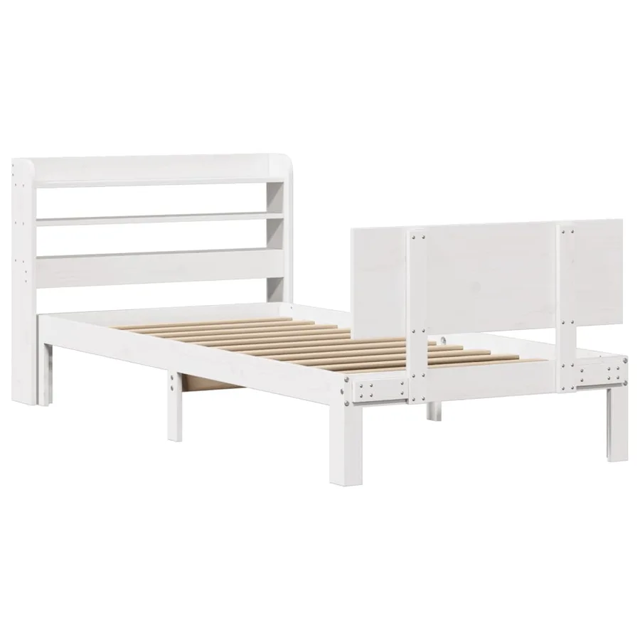 Cadre de lit avec tête de lit sans matelas blanc 100x200 cm - 3