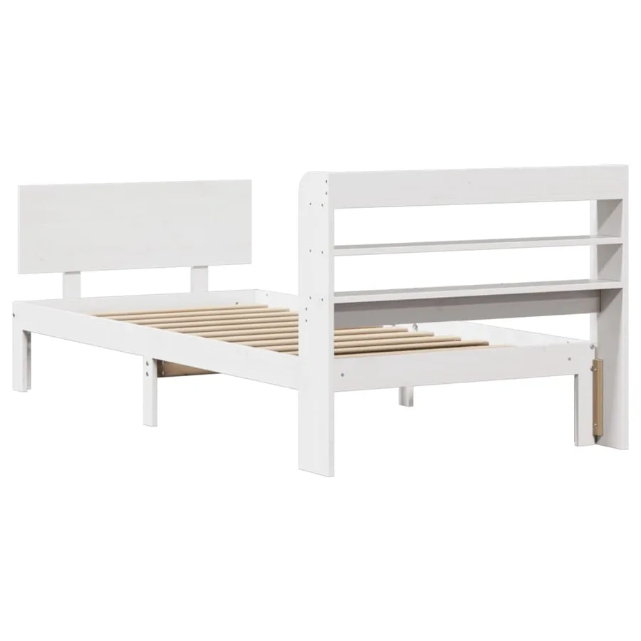 Cadre de lit avec tête de lit sans matelas blanc 100x200 cm - 6