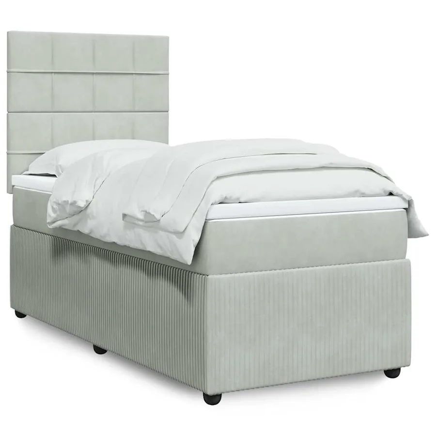 Sommier à lattes de lit et matelas Gris clair 100x200cm Velours