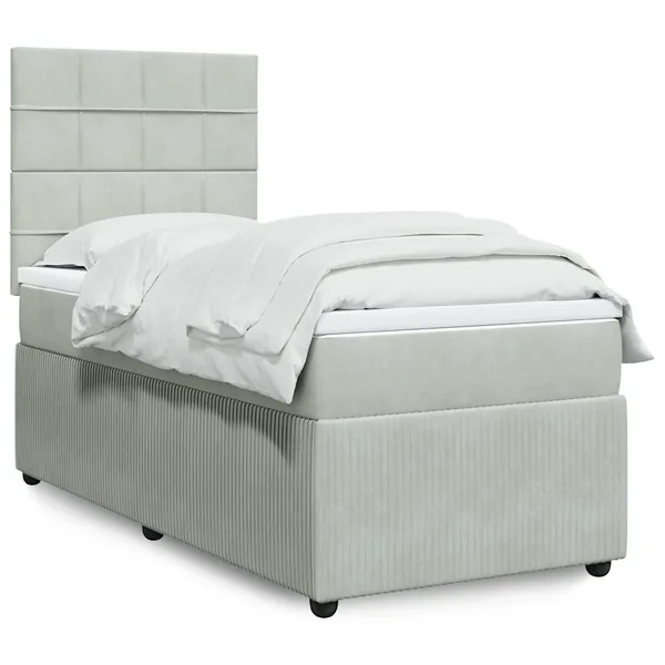 Sommier à lattes de lit et matelas Gris clair 100x200cm Velours