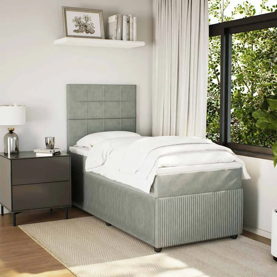 Sommier à lattes de lit et matelas Gris clair 100x200cm Velours - 3