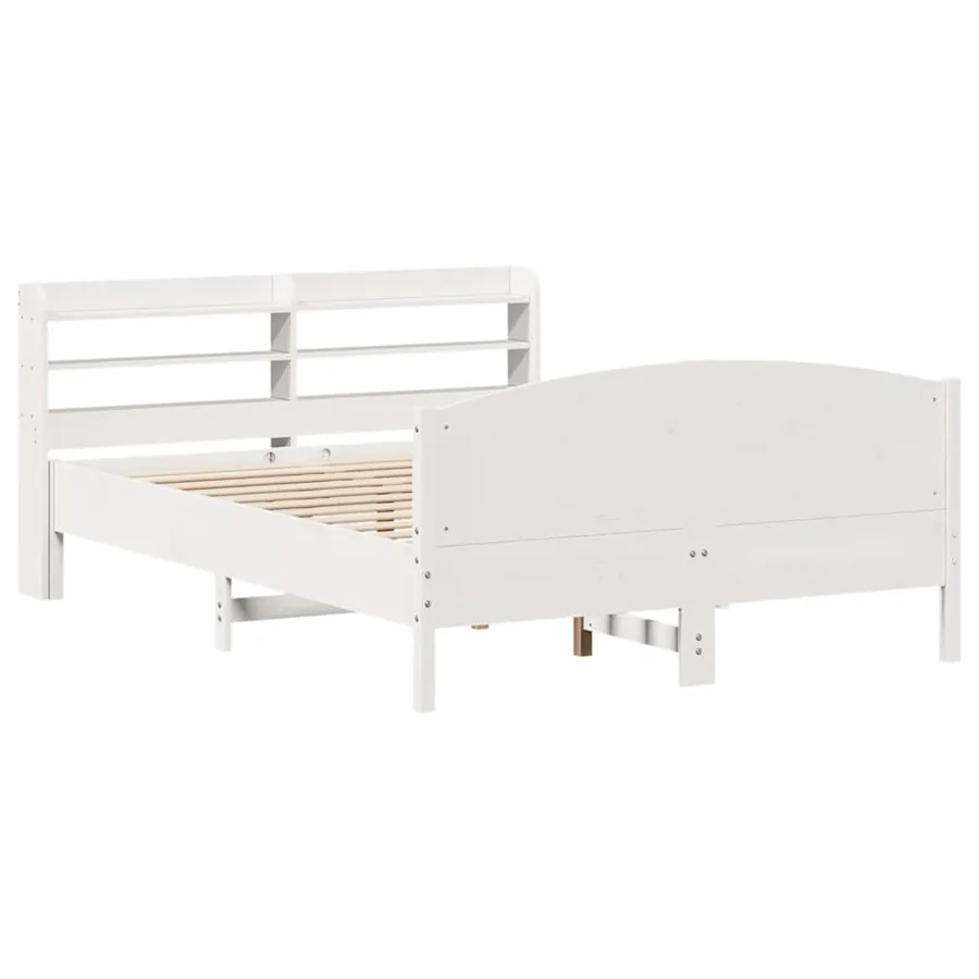 Cadre de lit sans matelas blanc 160x200 cm bois de pin massif - 3