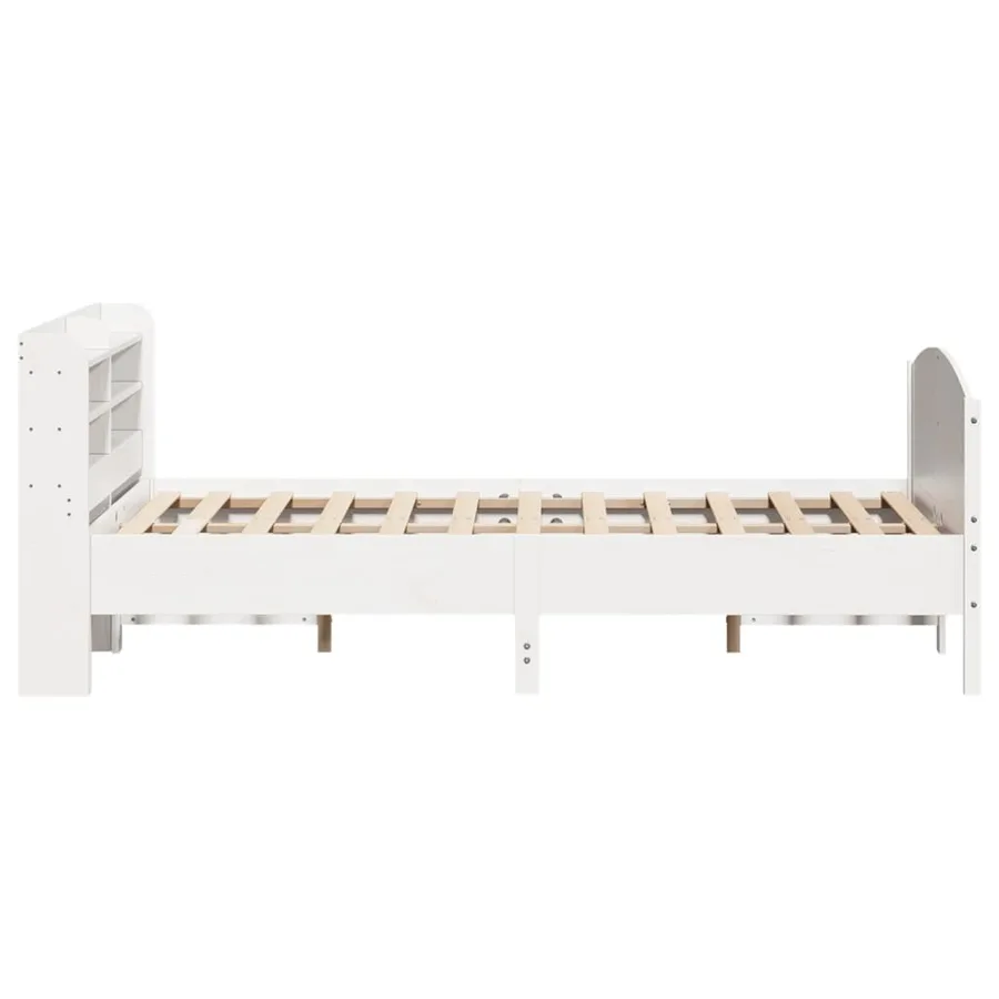 Cadre de lit sans matelas blanc 160x200 cm bois de pin massif - 5