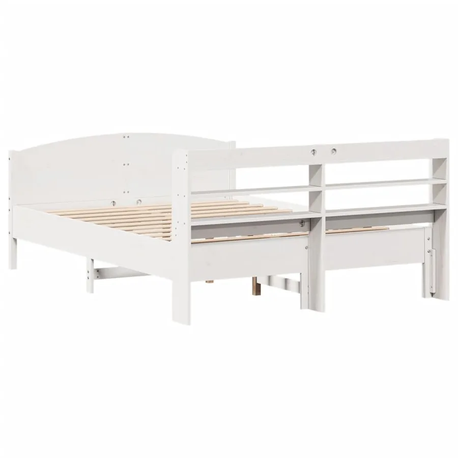 Cadre de lit sans matelas blanc 160x200 cm bois de pin massif - 6