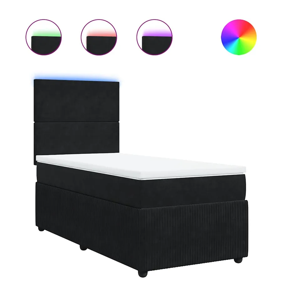 Sommier à lattes de lit avec matelas Noir 100x200 cm Velours - 2