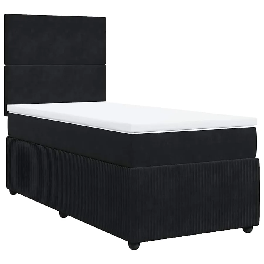 Sommier à lattes de lit avec matelas Noir 100x200 cm Velours - 3