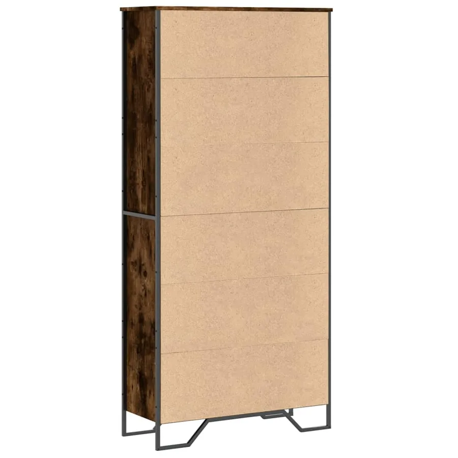 Bibliothèque chêne fumé 80x31x169 cm bois d'ingénierie - 6
