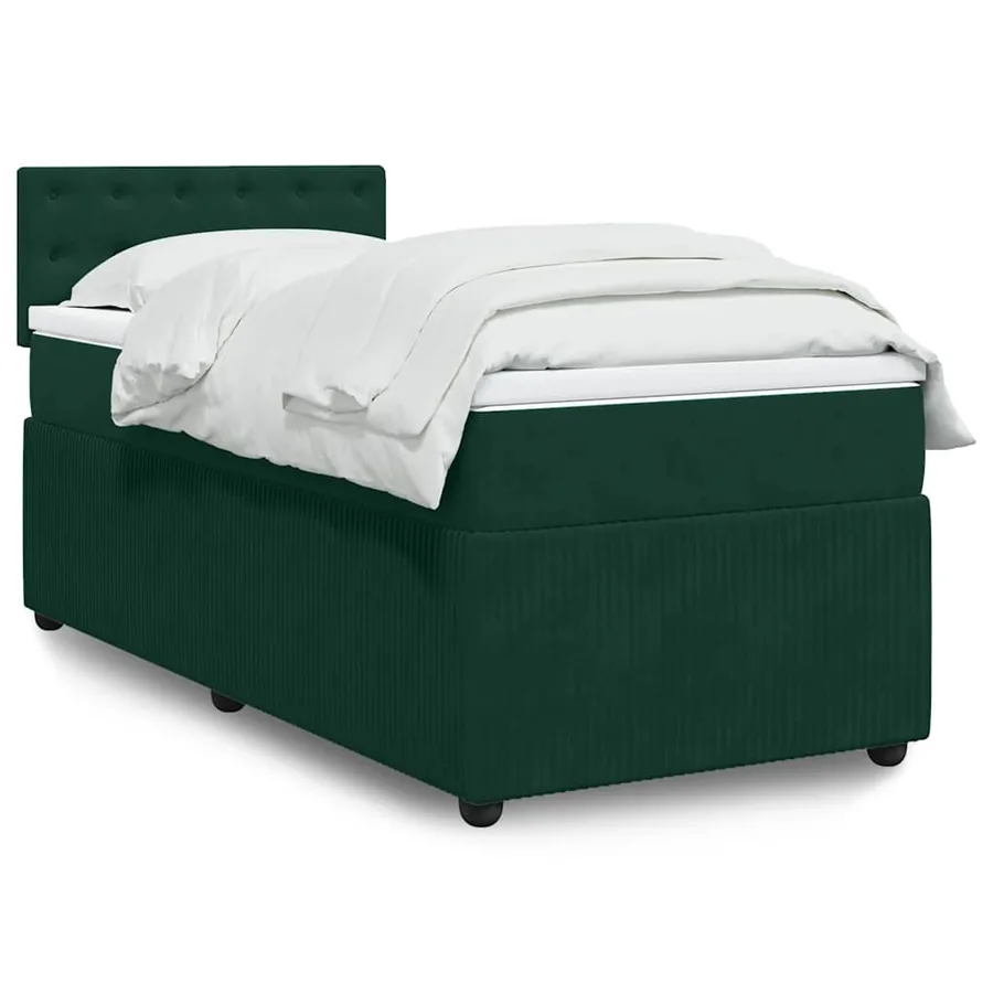 Sommier à lattes de lit avec matelas Vert foncé 100x200 cm