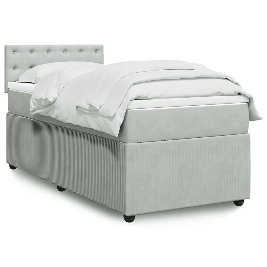 Sommier à lattes de lit et matelas Gris clair 100x200cm Velours