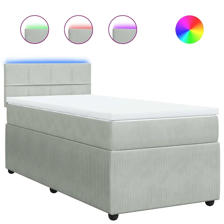 Sommier à lattes de lit et matelas Gris clair 100x200cm Velours - 2