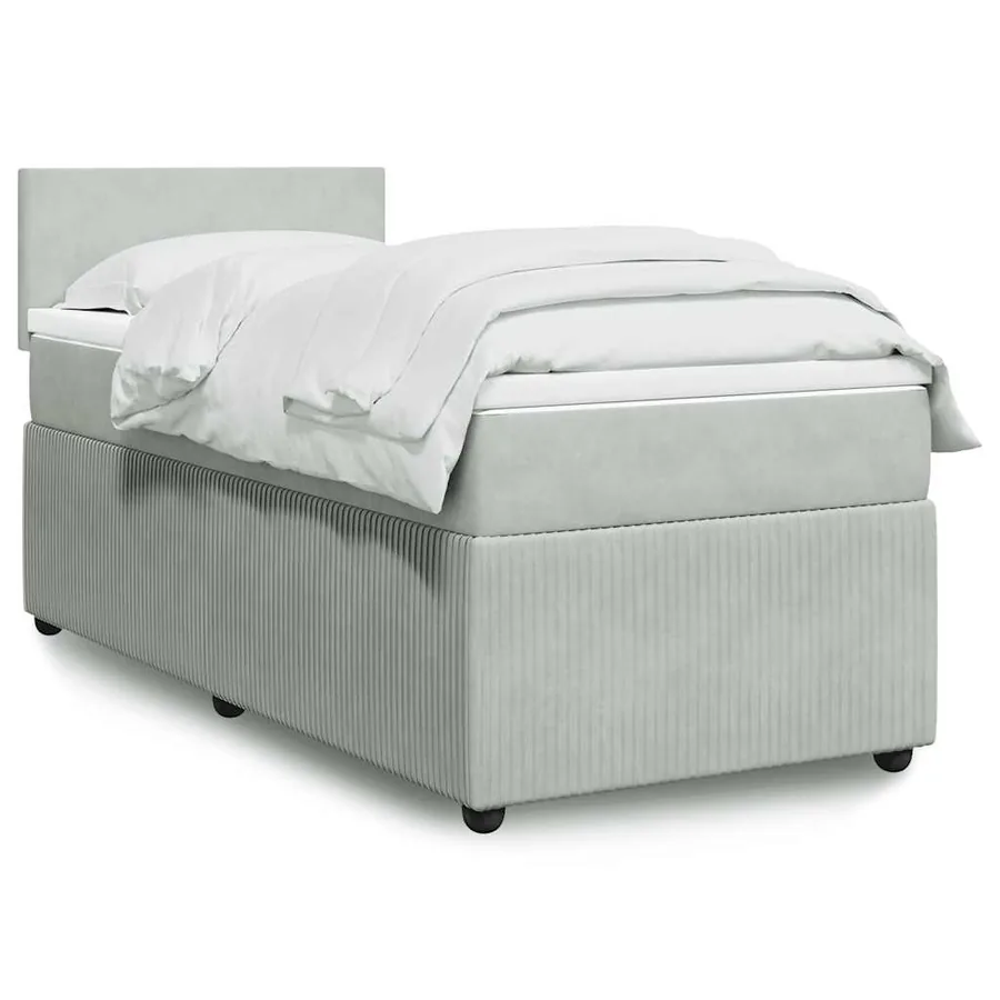 Sommier à lattes de lit et matelas Gris clair 100x200cm Velours