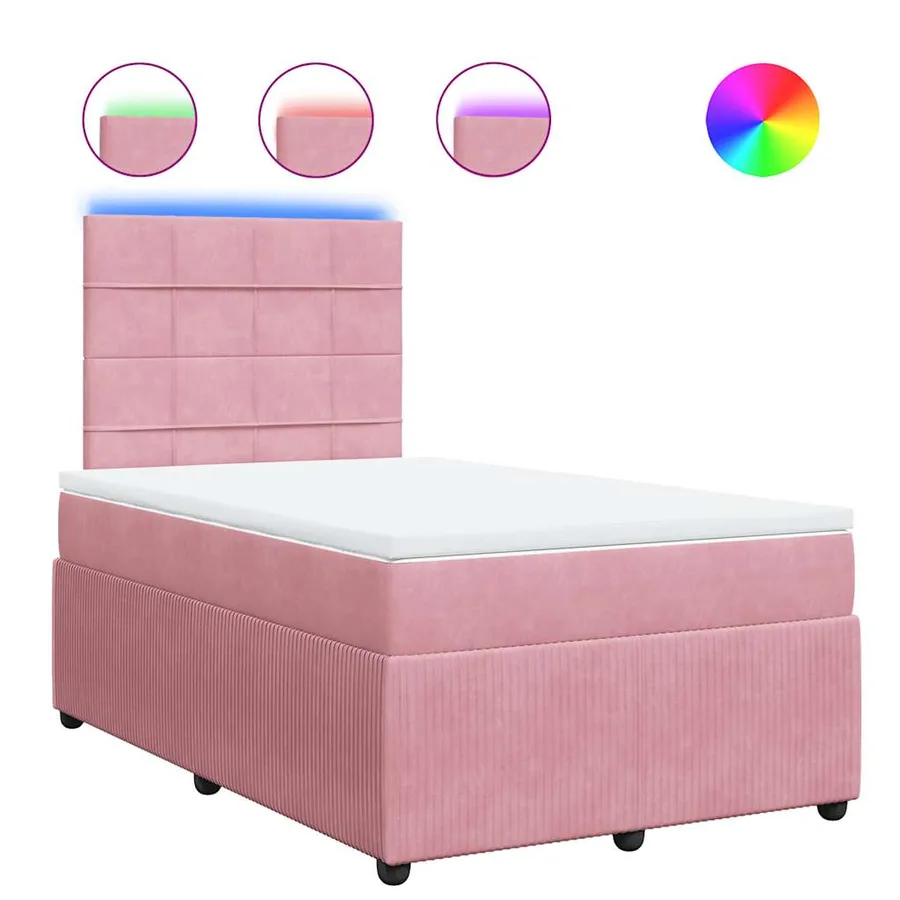 Sommier à lattes de lit avec matelas rose 120x190 cm velours - 2