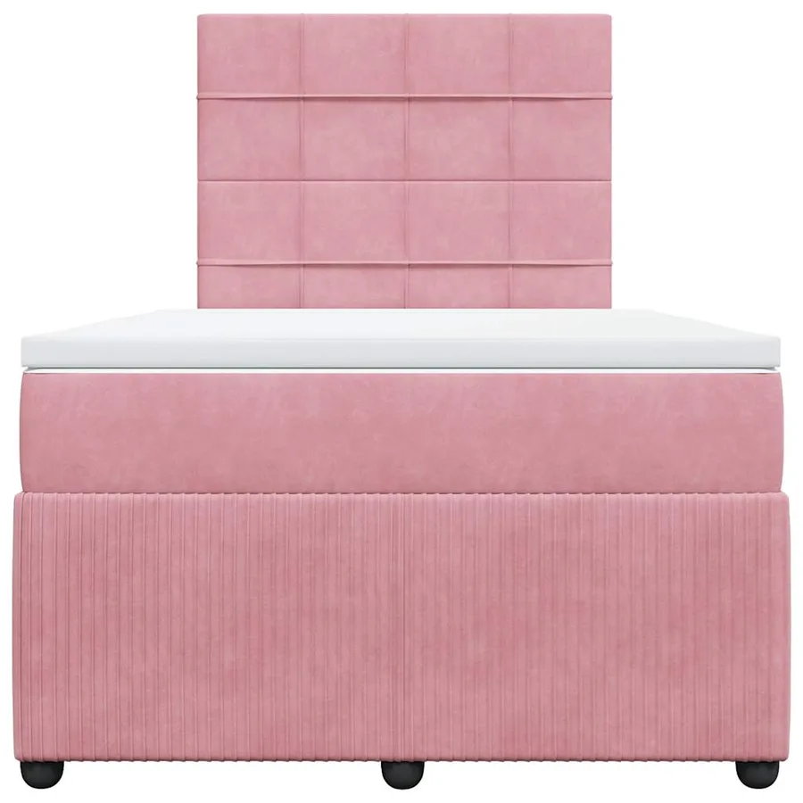 Sommier à lattes de lit avec matelas rose 120x190 cm velours - 6