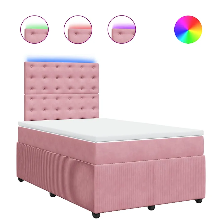 Sommier à lattes de lit avec matelas rose 120x190 cm velours - 2