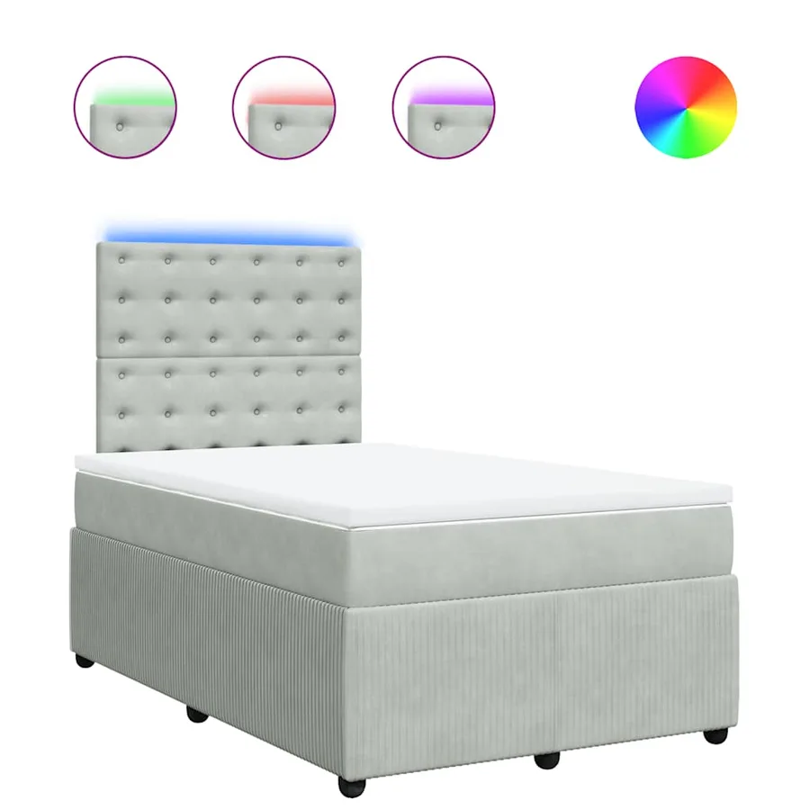 Sommier à lattes de lit et matelas gris clair 120x190cm velours - 2
