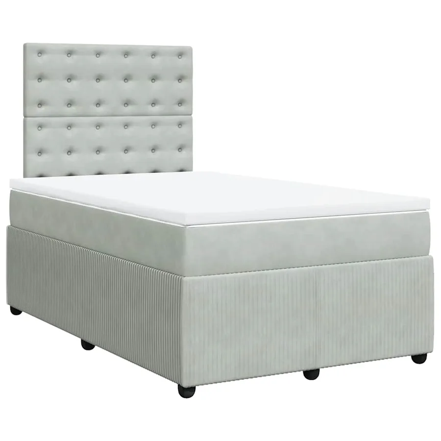 Sommier à lattes de lit et matelas gris clair 120x190cm velours - 3
