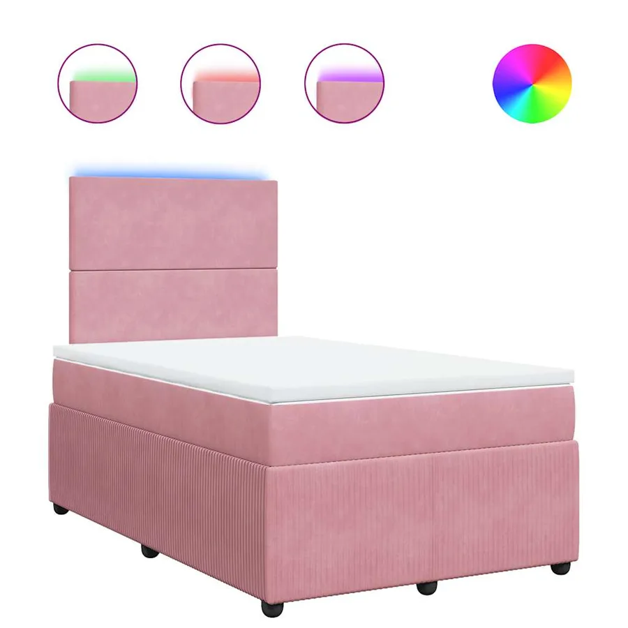 Sommier à lattes de lit avec matelas rose 120x190 cm velours - 2