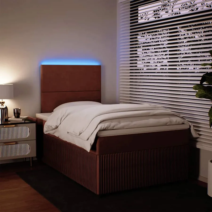 Sommier à lattes de lit avec matelas rose 120x190 cm velours - 4