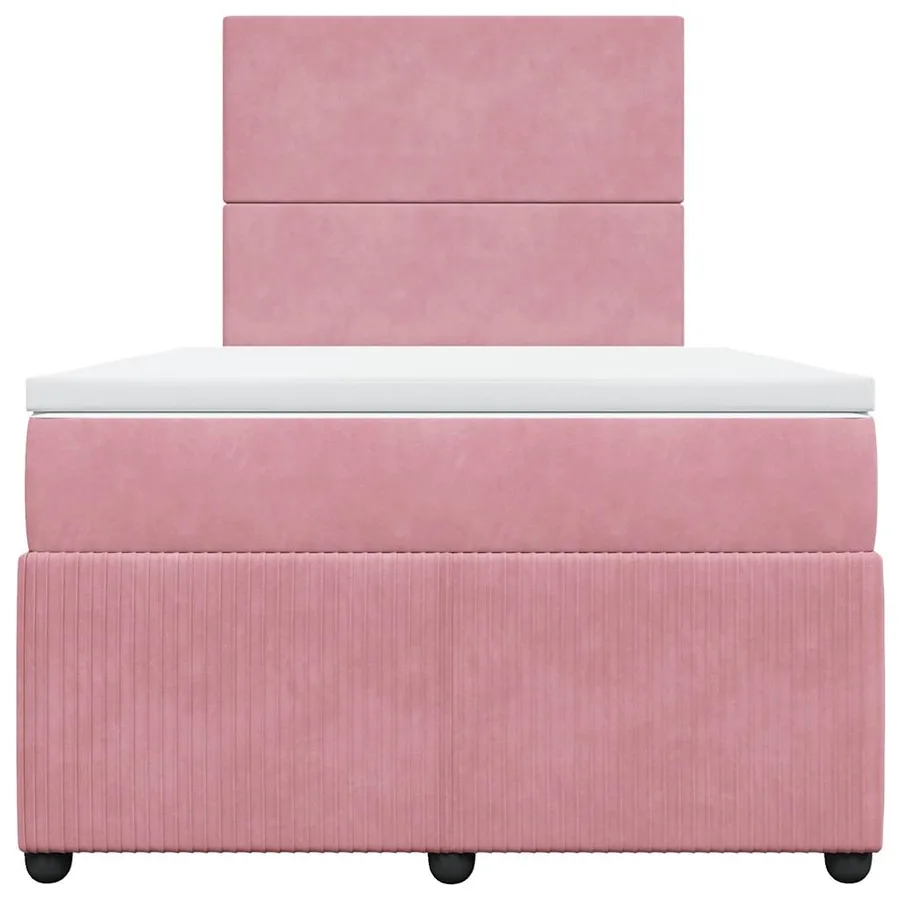 Sommier à lattes de lit avec matelas rose 120x190 cm velours - 6