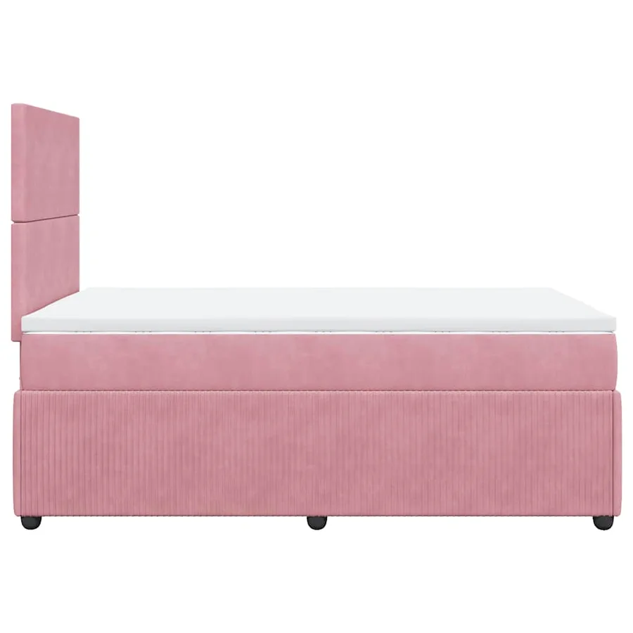 Sommier à lattes de lit avec matelas rose 120x190 cm velours - 7