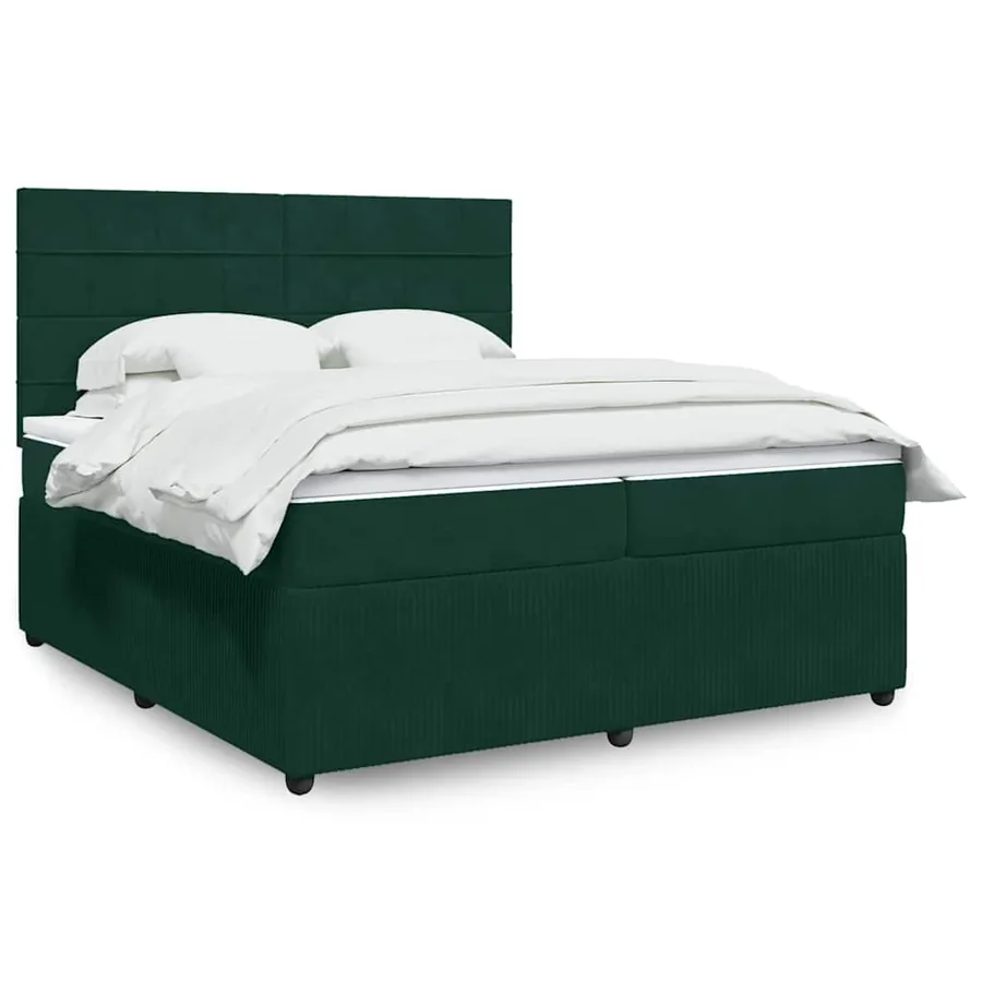Sommier à lattes de lit et matelas Vert foncé 200x200cm Velours
