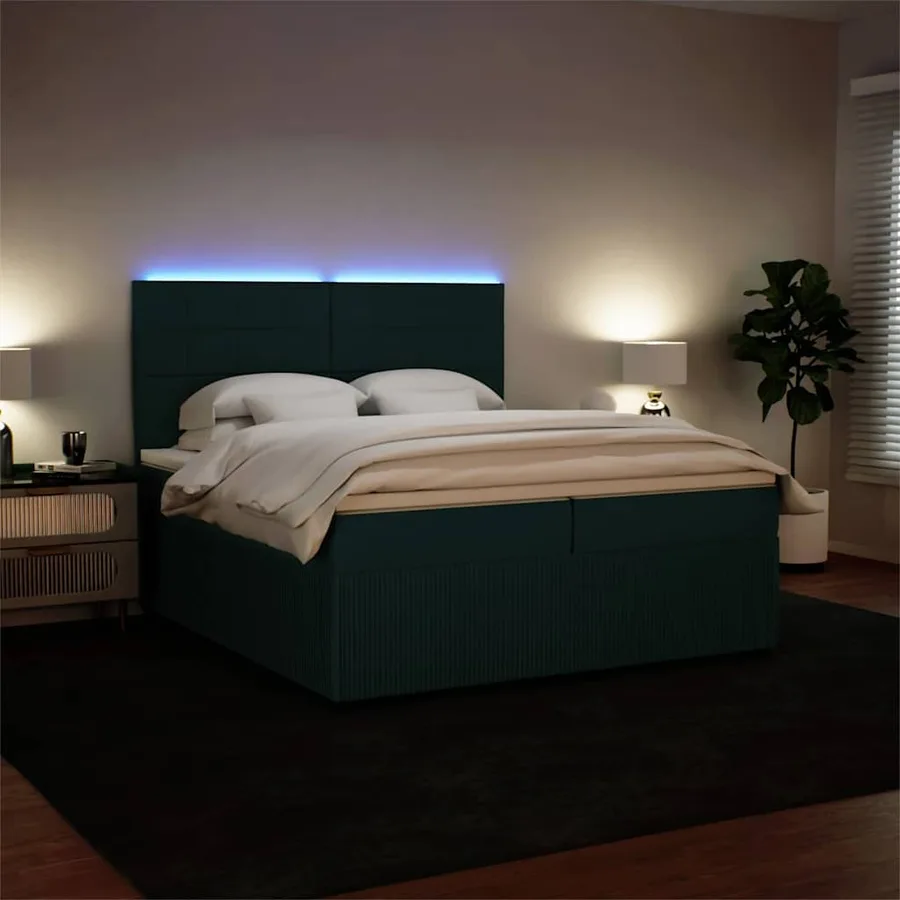 Sommier à lattes de lit et matelas Vert foncé 200x200cm Velours - 4