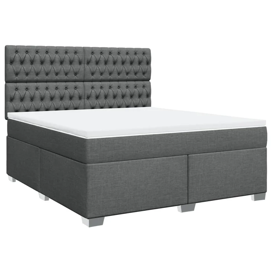 Sommier à lattes de lit avec matelas Gris foncé 180x200cm Tissu - 3