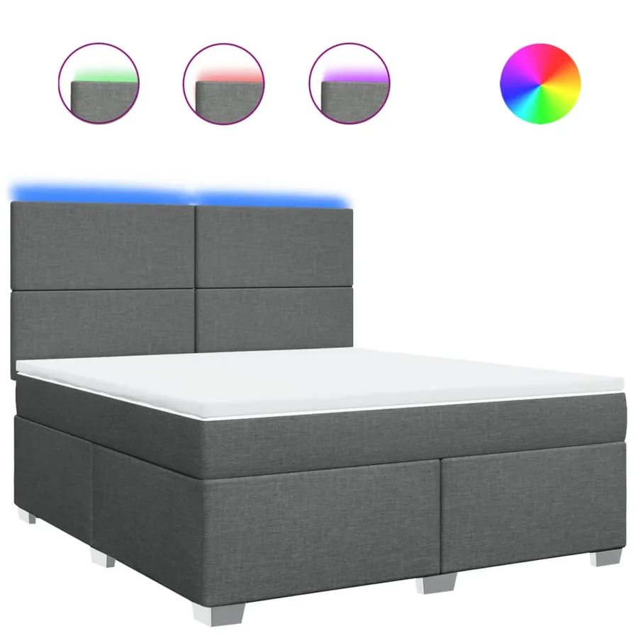 Sommier à lattes de lit avec matelas Gris foncé 180x200cm Tissu - 2