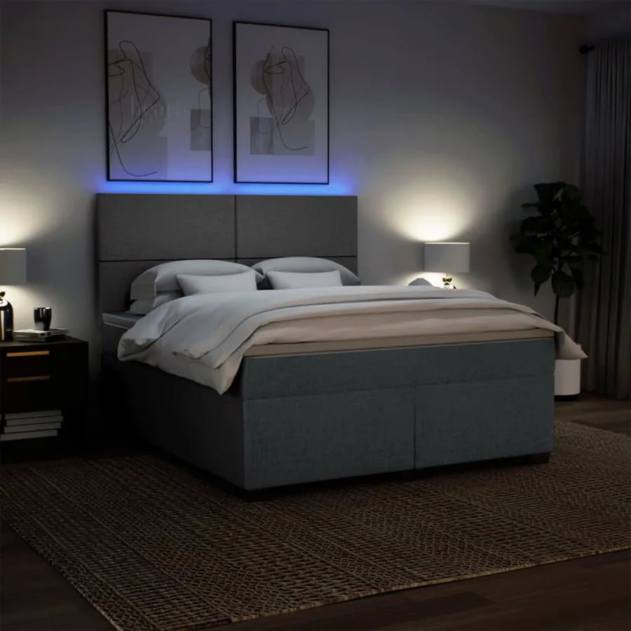Sommier à lattes de lit avec matelas Gris foncé 180x200cm Tissu - 5