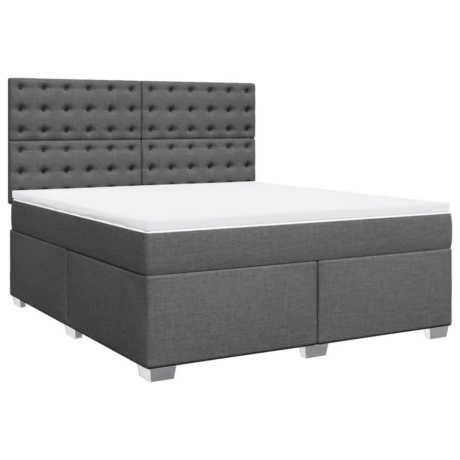 Sommier à lattes de lit avec matelas Gris foncé 180x200cm Tissu - 3