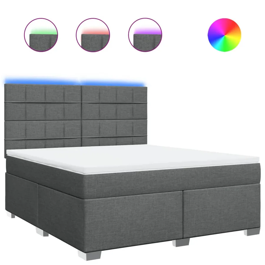 Sommier à lattes de lit avec matelas Gris foncé 180x200cm Tissu - 2