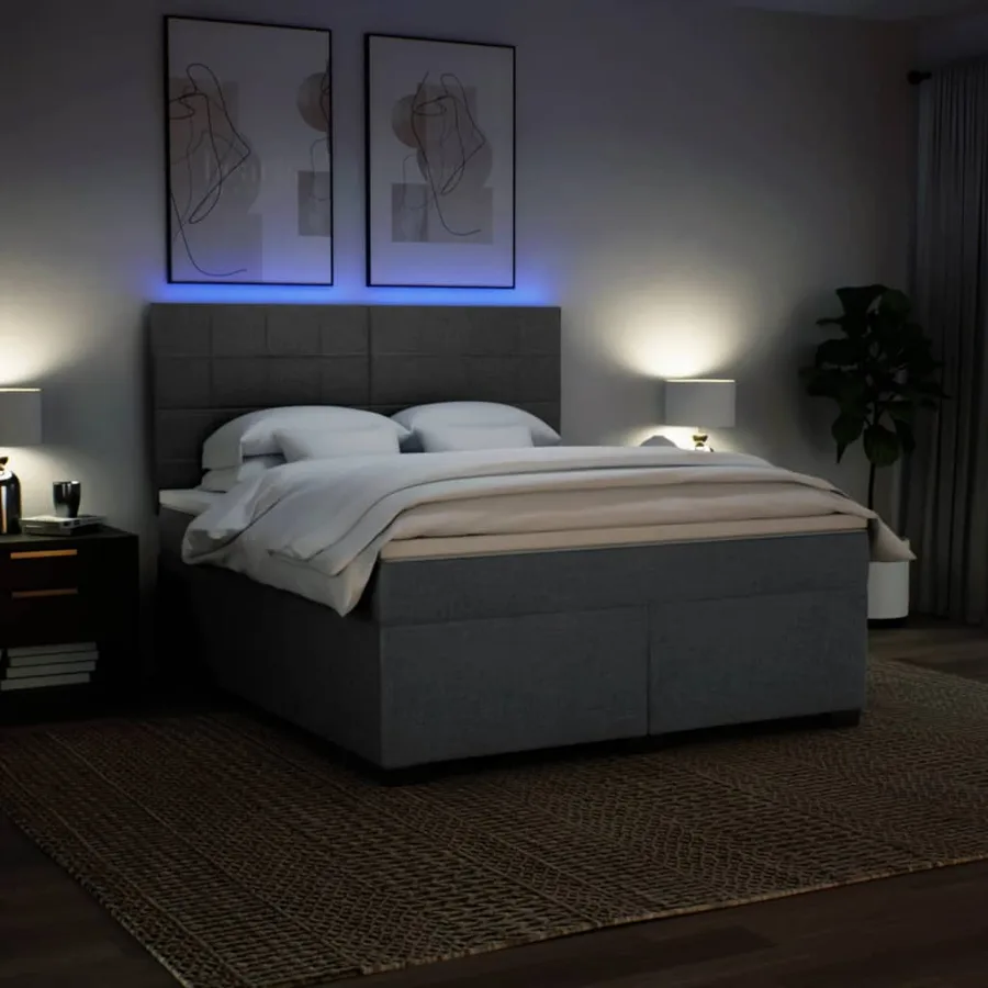 Sommier à lattes de lit avec matelas Gris foncé 180x200cm Tissu - 5