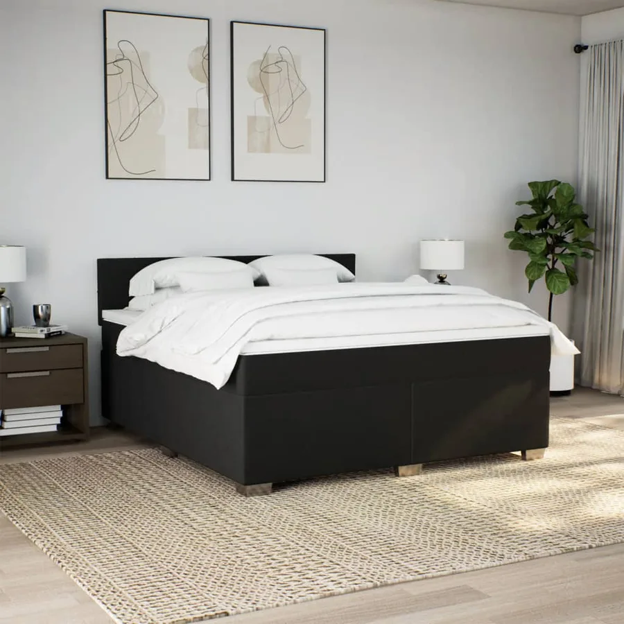 Sommier à lattes de lit avec matelas Noir 180x200 cm Tissu - 4