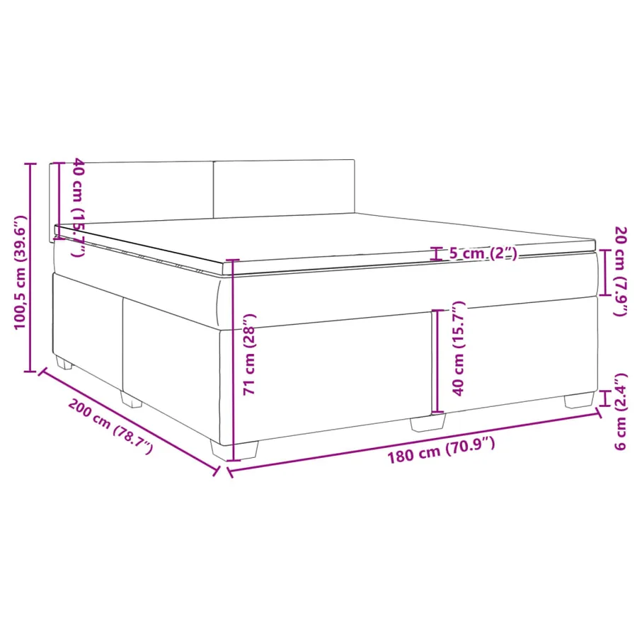 Sommier à lattes de lit avec matelas Gris clair 180x200cm Tissu - 18