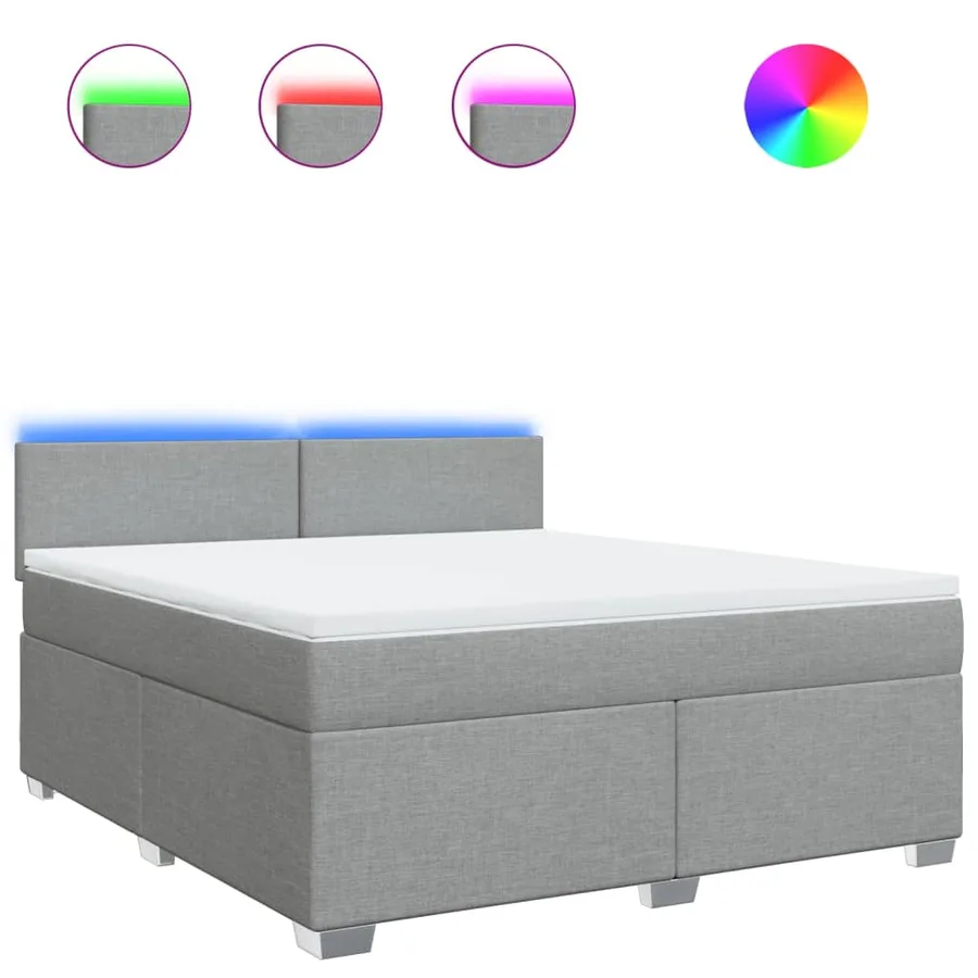Sommier à lattes de lit avec matelas Gris clair 180x200cm Tissu - 2