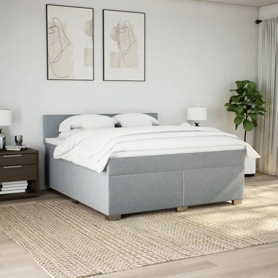Sommier à lattes de lit avec matelas Gris clair 180x200cm Tissu - 4