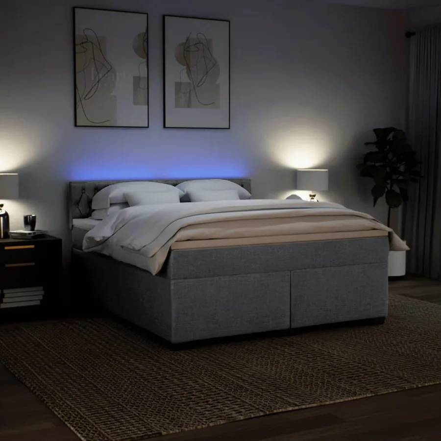 Sommier à lattes de lit avec matelas Gris clair 180x200cm Tissu - 5