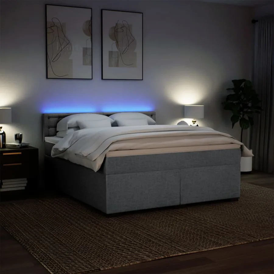 Sommier à lattes de lit avec matelas Gris clair 180x200cm Tissu - 5