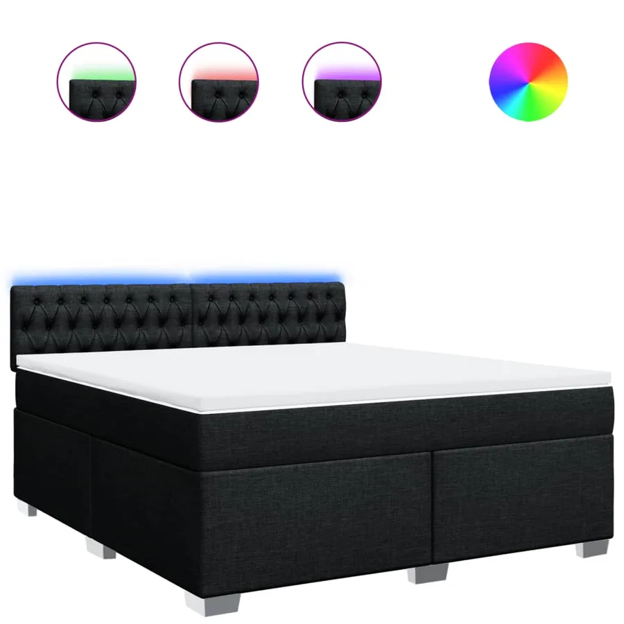 Sommier à lattes de lit avec matelas Noir 180x200 cm Tissu - 2