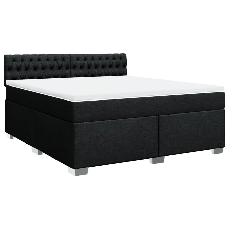 Sommier à lattes de lit avec matelas Noir 180x200 cm Tissu - 3