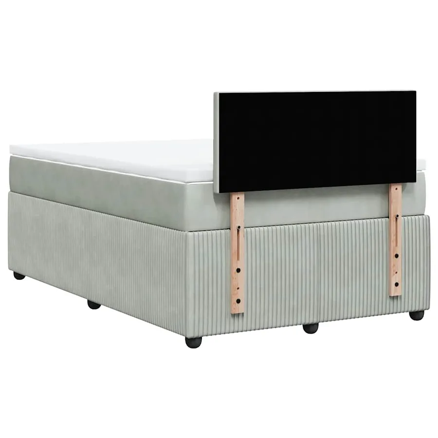 Sommier à lattes de lit et matelas gris clair 120x190cm velours - 10